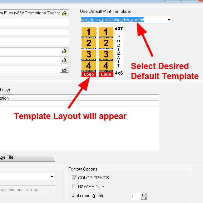 Setting up the Default Print Template in PTBooth A1 PLUS