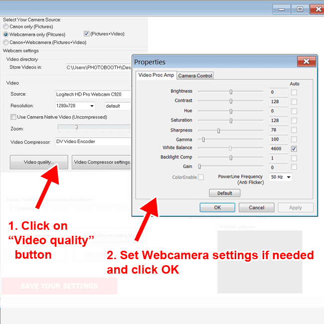 How To Set up and Use a Webcamera to Record Video in PTBooth A1 PLUS